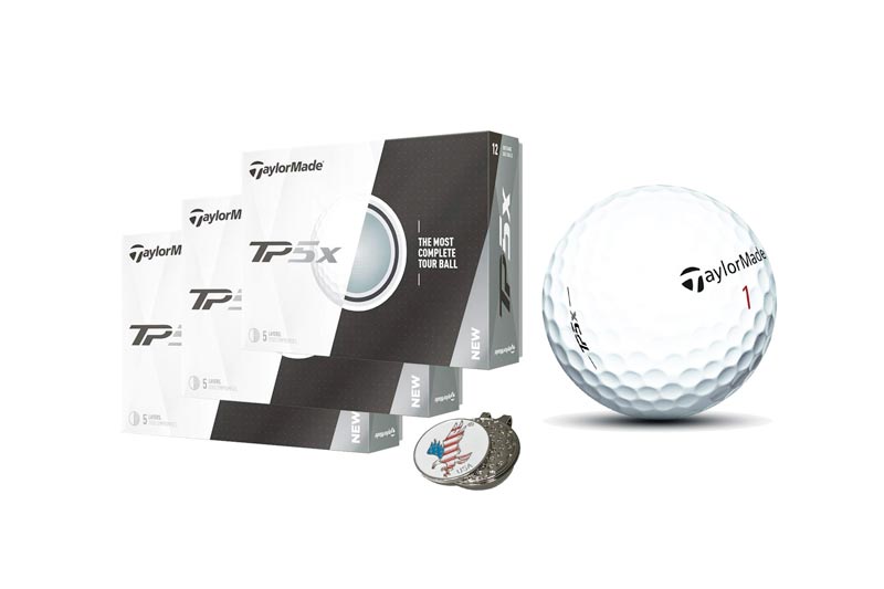 TaylorMade 3 Dozen of TP5X TP5 X White Golf Balls 2017 TP5 X + 1 Custom Ball Marker Hat Clip Set (American Eagle)