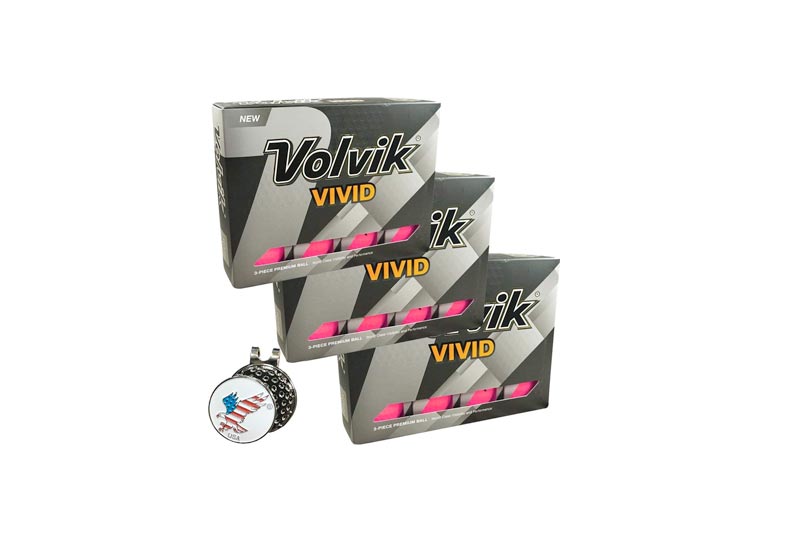 Volvik 2017 Vivid Golf Ball, Comes with 1 American Eagle Ball Marker, 3 Dozen