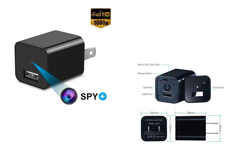 Hidden Spy Camera 1080P HD USB Wall Charger For Use In Security Surveillance or as a Mini Nanny Cam by Arena Club