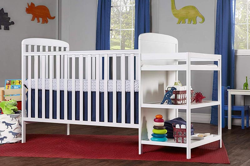 Dream On Me, 4 in 1 Full Size Crib and Changing Table Combo, White