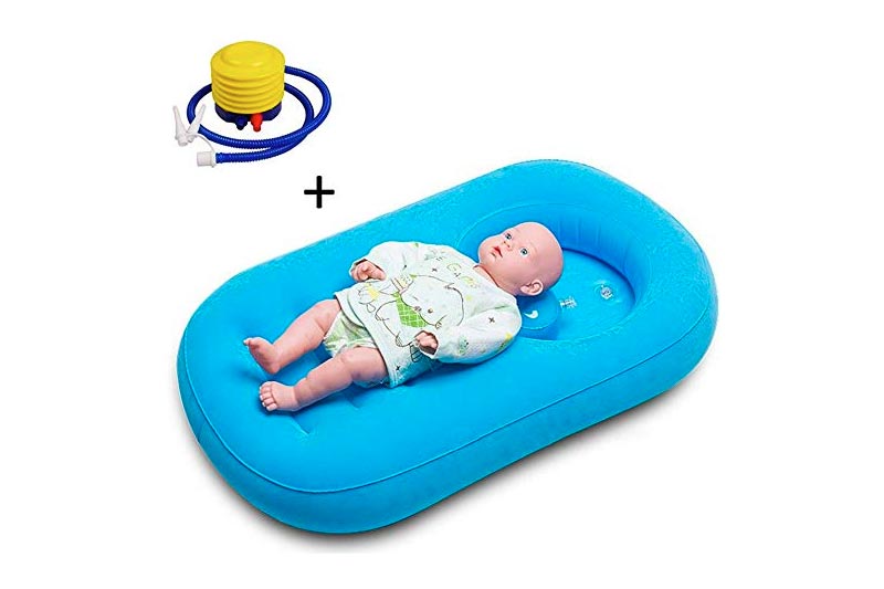 Inflatable Bathtub,Comfortable Child/Baby Inflatable Bathtub Air Bath Basin with Inflator Pump Non-Slip with Soft Cushion Foldable and Portable Suitable