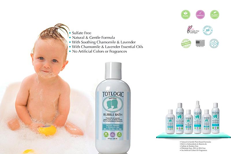 TotLogic Sulfate Free Bubble Bath - 8 oz, Original Scent, Gentle & Hypoallergenic, Rich in Antioxidants & Botanicals, No Parabens, No Phthalates, No Sulfates