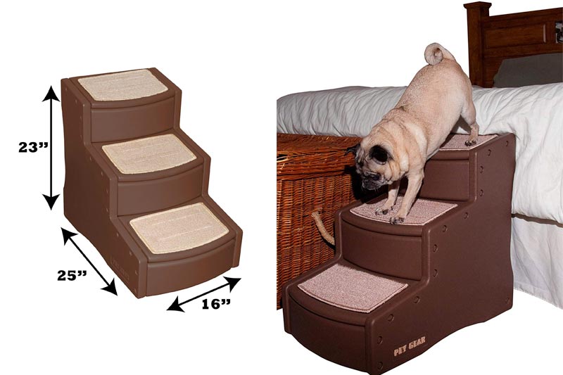 Pet Gear Easy Step III Pet Stairs, 3-Step for Cats/Dogs, Removable Washable Carpet Treads
