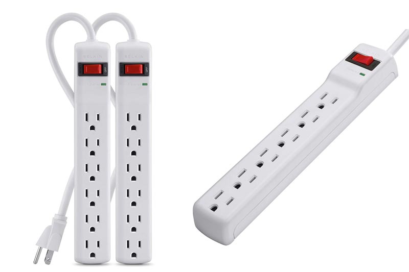 Belkin F5C048-2 6-Outlet Power Strip Surge Protector with 2-Foot Power Cord, 200 Joules (2-Pack)