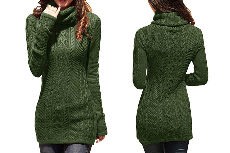 Women Polo Neck Knit Stretchable Elasticity Long Sleeve Slim Sweater Jumper