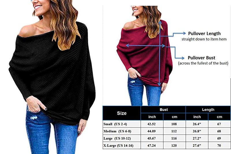 Women's Off Shoulder Batwing Sleeve Loose Pullover Sweater Knit Jumper