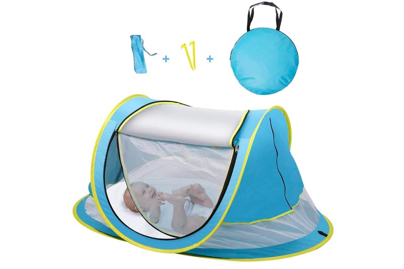 Sunba Youth Baby Tent, Portable Baby Travel Bed, UPF 50+ Sun Shelters for Infant, Pop Up Beach Tent, Baby Travel Crib with Mosquito Net, Sun Shade