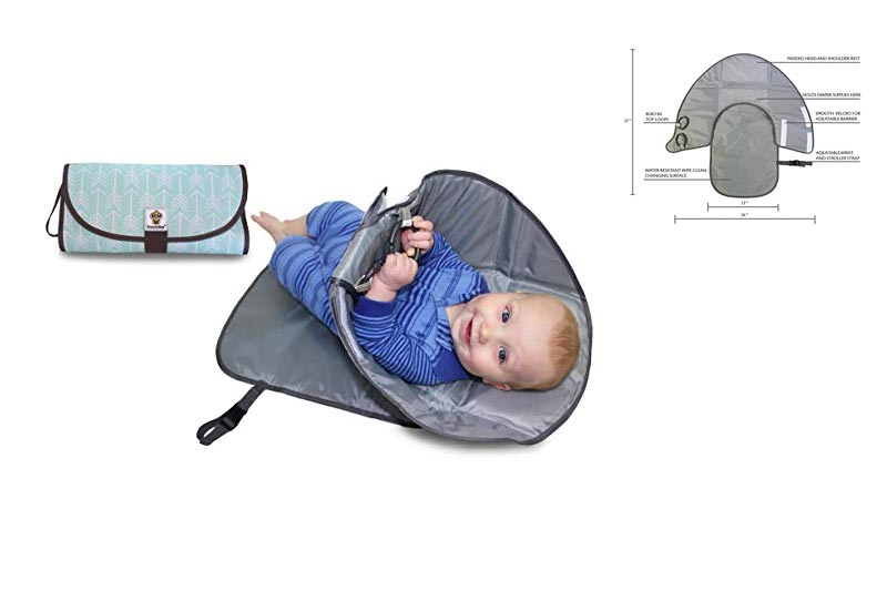 SnoofyBee Portable Clean Hands Changing Pad. 3-in-1 Diaper Clutch, Changing Station, and Diaper-Time Playmat With Redirection Barrier for Use With Infants, Babies and Toddlers (Arrows)