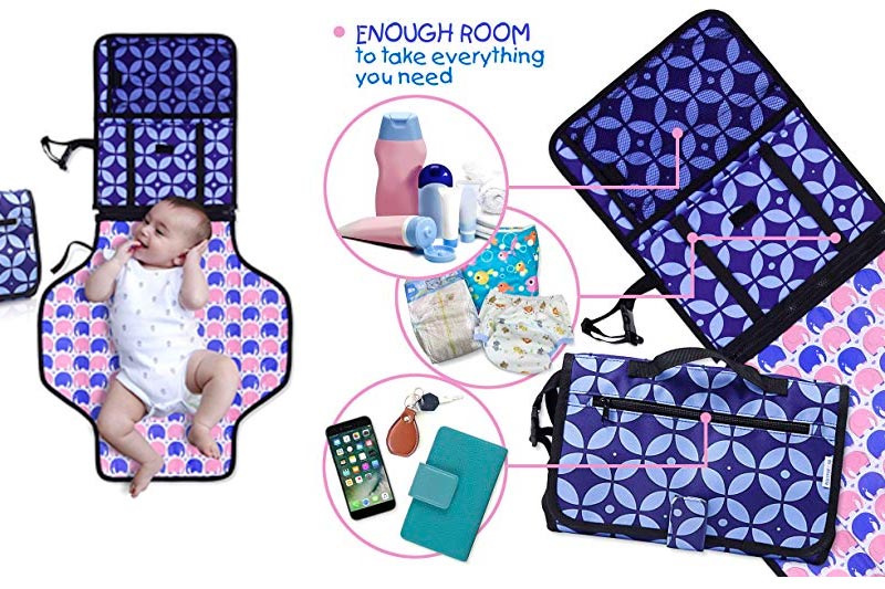 Diaper Changing Pad with Bonus Loop for Toys- Portable Diaper Changing Kit for Dads & Moms -Changing Station Organizer for Outdoor & Travel - Play Mat On The Go- Perfect Baby Shower Gift