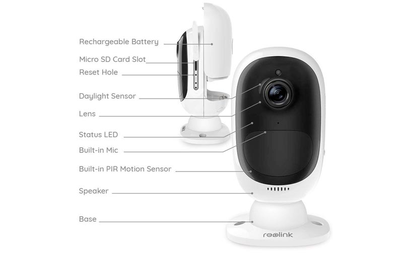 Reolink Argus 2 Rechargeable Battery/Solar-Powered Outdoor Wireless Security Camera 1080p HD Wire-Free 2-Way Audio Starlight Color Night Vision w/PIR Motion Sensor & SD Socket