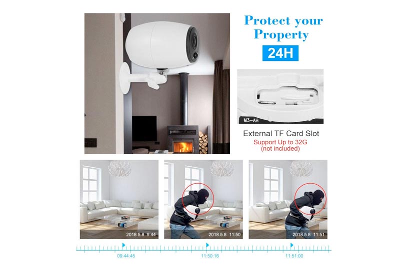 HD Wireless Battery WiFi IP Camera SD-Card PIR Function nightvision Long Standby