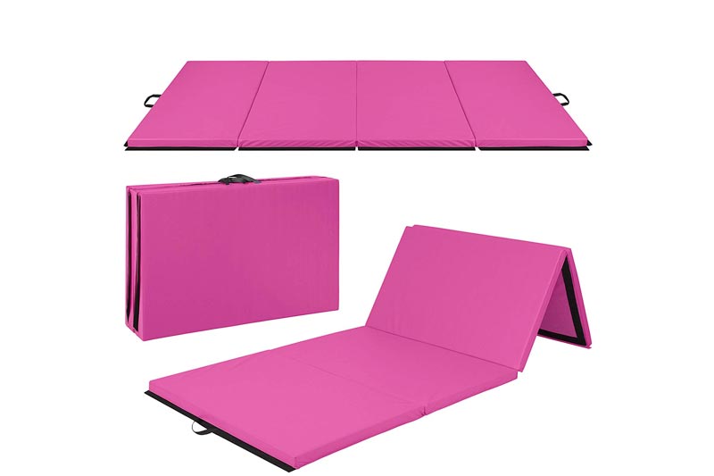 Best Choice Products Folding 10' Exercise Gym Mat for Gymnastics, Aerobics, Yoga, Martial Arts - Pink