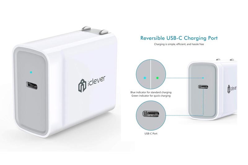 USB C Charger, iClever 30W Type C Wall Charger with Power Delivery for iPhone X/8/8 Plus, Nexus 5X/6P, Pixel C, MacBook 2015/2016/2017, Nintendo Switch, Samsung Galaxy S9/S9+/Note 8/S8+