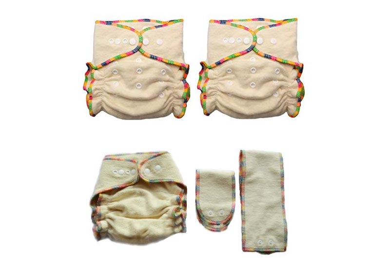 Hemp / Organic Cotton Fitted Cloth Diapers (Includes 2 Inserts; Fits 7-25lbs) (2 Pack)