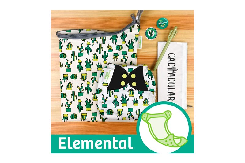 Doodles Collection: bumGenius Elemental 3.0 All-in-One One-Size Cloth Diaper with Organic Cotton (CACTacular)