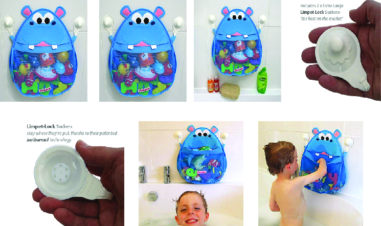 Hurley Hippo Bath Toy Organizer (Blue)